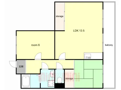 第一柏木ハイツ(2LDK/4階)の間取り写真
