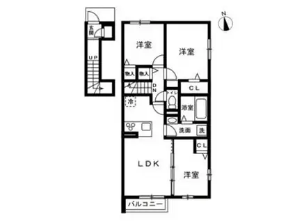 西東京市中町(3LDK/2階)の間取り写真