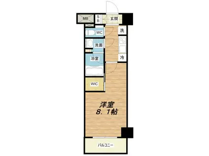 ザ・パークハビオ塚本(1K/13階)の間取り写真