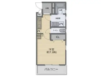 プルメリア東正雀(1K/1階)の間取り写真