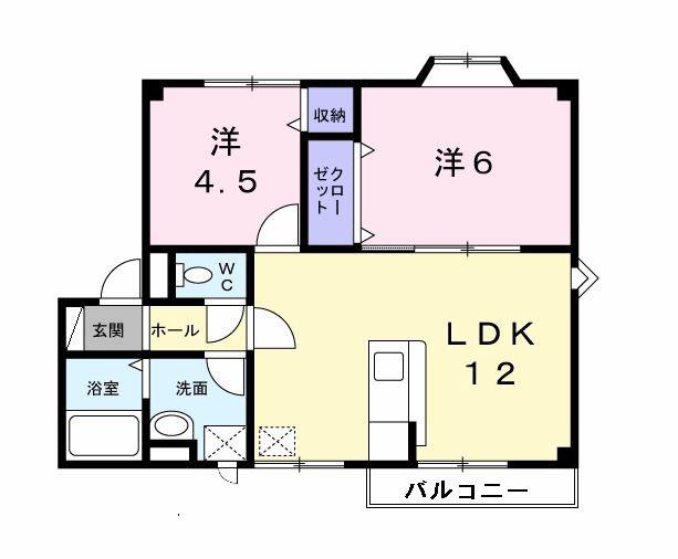 ひまわりA(2LDK/2階)の間取り写真