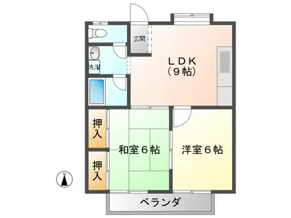 ヴェストシュタット三和 II(2LDK/2階)の間取り写真