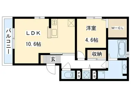 ルーチェ新森I(1LDK/2階)の間取り写真