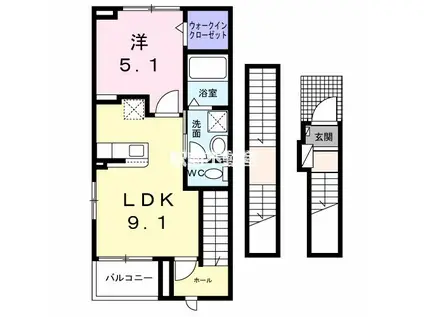 ソレイユ(1LDK/3階)の間取り写真