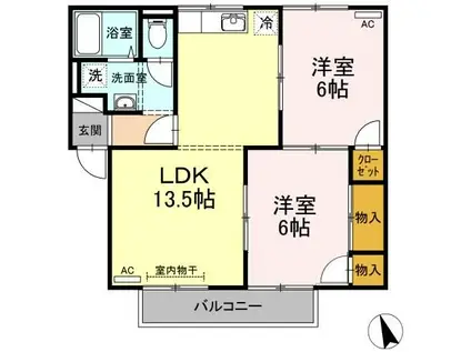 スティブルA棟(2LDK/2階)の間取り写真