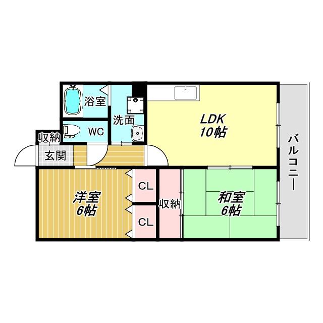 ラフォーレB(2LDK/6階)の間取り写真