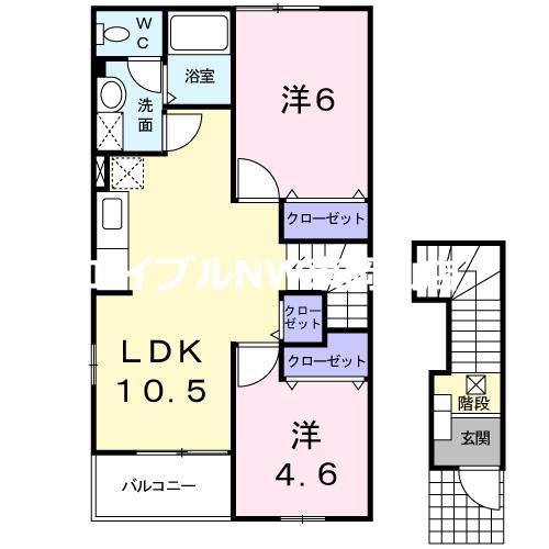 クレール(2LDK/2階)の間取り写真