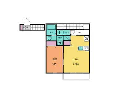 ラ・コッリーナ市名坂(1LDK/2階)の間取り写真