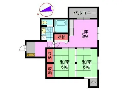 霧ケ丘芙陽グランドマンション(2LDK/2階)の間取り写真