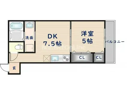 フジパレス河内花園(1DK/2階)の間取り写真