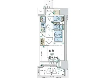 ジェノヴィア阪東橋IIスカイガーデン(1K/10階)の間取り写真
