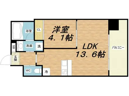 プレジオ弁天町(1LDK/8階)の間取り写真