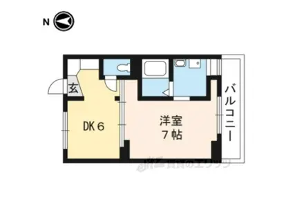 ヴィラナリー石山寺Ⅰ(1DK/1階)の間取り写真