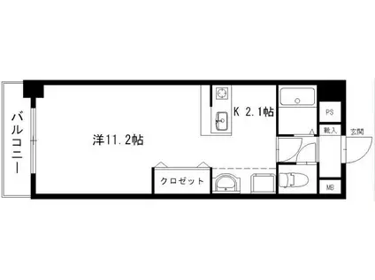 ビリーヴヒルズ(1K/1階)の間取り写真
