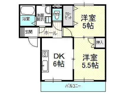 ハイツむらた(2DK/1階)の間取り写真