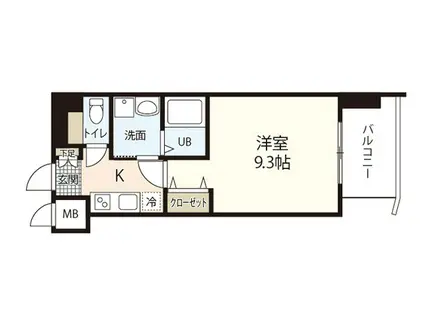 BONHEUR平和大通(1K/11階)の間取り写真