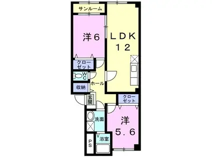 エピナール(2LDK/1階)の間取り写真