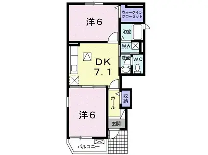 サンリッチ牧之原III(2DK/1階)の間取り写真
