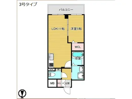 VITA荒本(1LDK/10階)の間取り写真