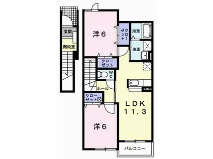 サニースクエアA(2LDK/2階)の間取り写真