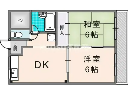 サンライフ若江本町(2DK/3階)の間取り写真