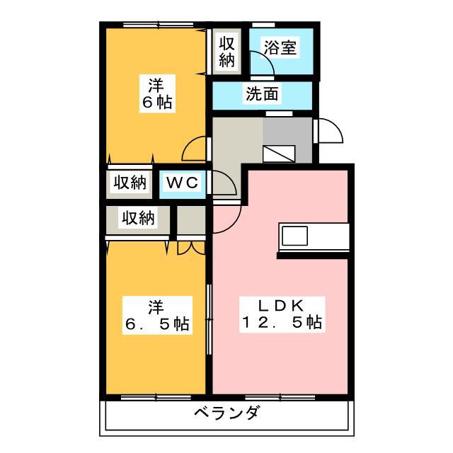アムール高田(2LDK/3階)の間取り写真