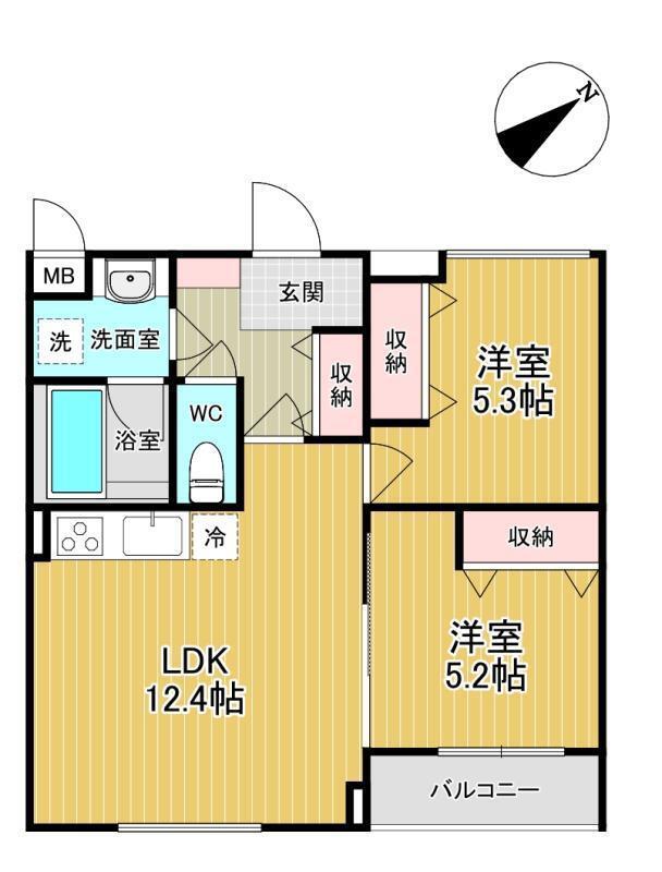 PAPILLON SEKIMAE(2LDK/2階)の間取り写真
