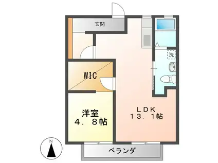 グリーンシティ守口 A棟(1LDK/2階)の間取り写真