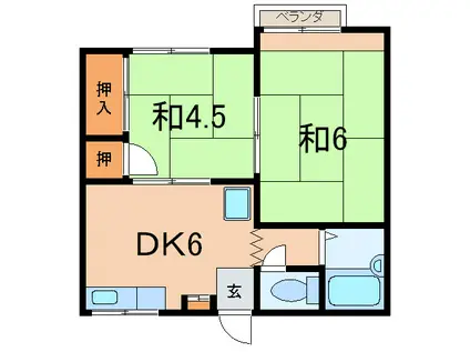 ハーベストマナー(2DK/2階)の間取り写真