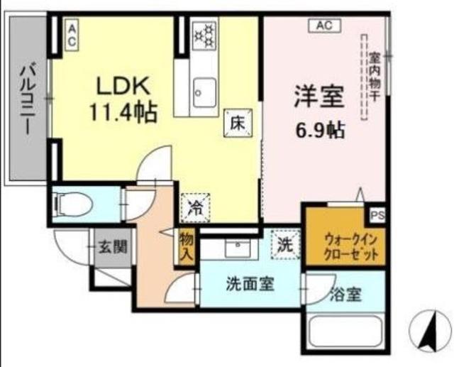 KOMFORTA(1LDK/1階)の間取り写真
