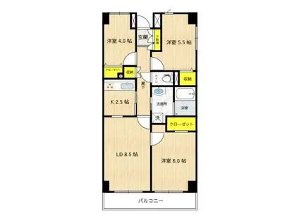 パークプレイスII(3LDK/6階)の間取り写真