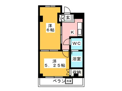 エクセレント豊受(2K/2階)の間取り写真