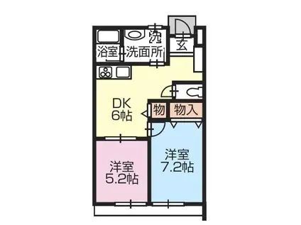 カーサ白井(2DK/2階)の間取り写真