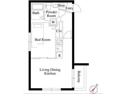 オークプレイス三軒茶屋(1LDK/2階)の間取り写真