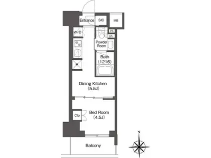コンフォリア東新宿(1DK/3階)の間取り写真