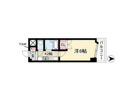 ハイツ亀島(1K/2階)の間取り写真