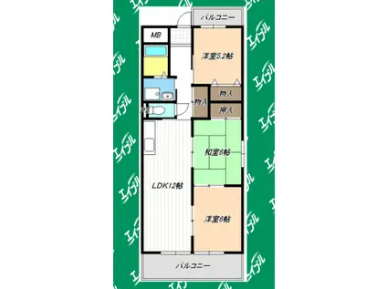 陽明ハイツ(3LDK/2階)の間取り写真