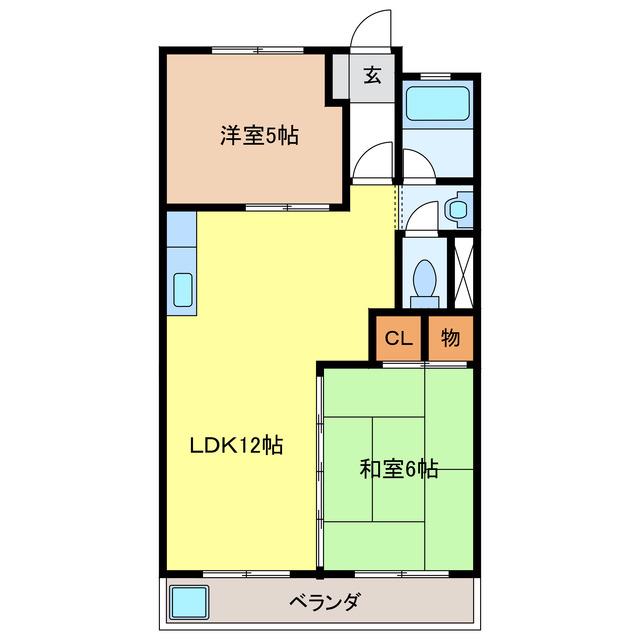 マンション高見(2LDK/2階)の間取り写真