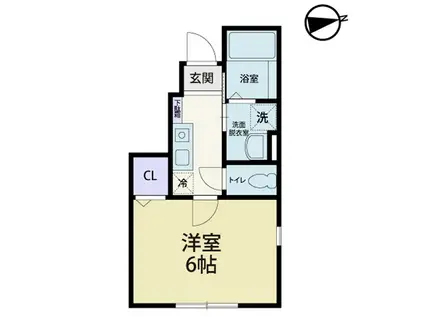 茨城県坂東市 2階建 築6年(1K/1階)の間取り写真