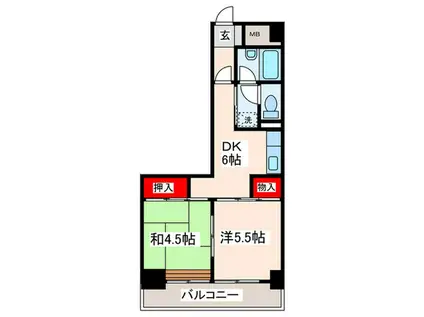 フローラル豊島園(2DK/2階)の間取り写真