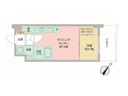 セレニテ神戸西エクラ(1DK/6階)の間取り写真