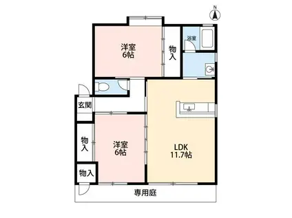 コーポフォーリーフA(2LDK/1階)の間取り写真