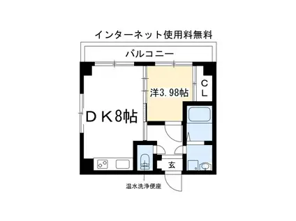 コンチネンタル秀峰(1DK/2階)の間取り写真