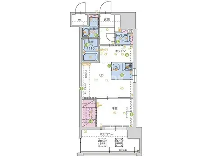 アルファシオサウスフォンテ(1LDK/10階)の間取り写真