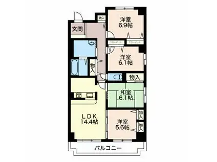 三渓ヒルズ(3LDK/2階)の間取り写真