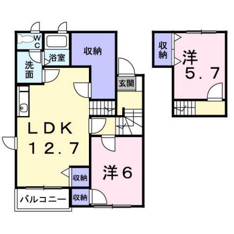 レフィナード(2LDK/2階)の間取り写真