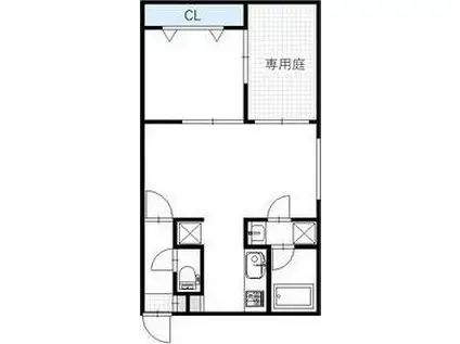 ル・カフェイエ(1LDK/1階)の間取り写真