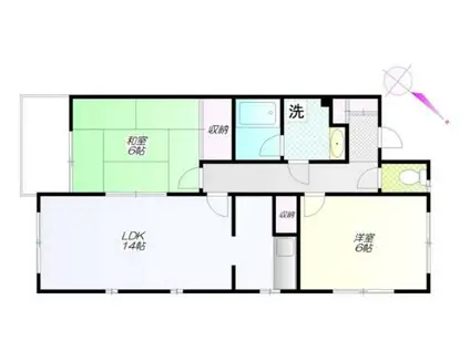 グリーンパークIII(2LDK/1階)の間取り写真