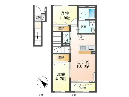 GRANDAGE桜(2LDK/2階)の間取り写真