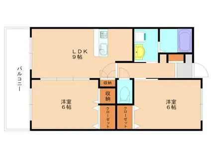 ライジングサン(2LDK/2階)の間取り写真